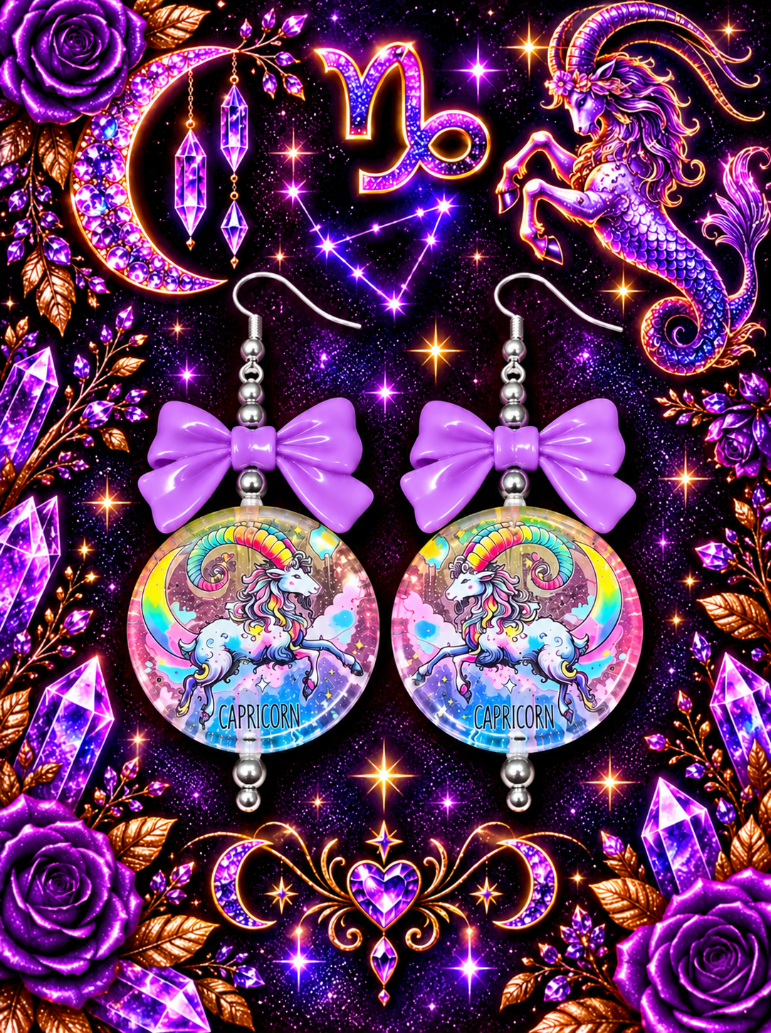 Written in the Stars – Zodiac Bow Earrings