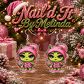 Pink Leopard Grinch Girl Starbucks Acrylic Dangle Earrings