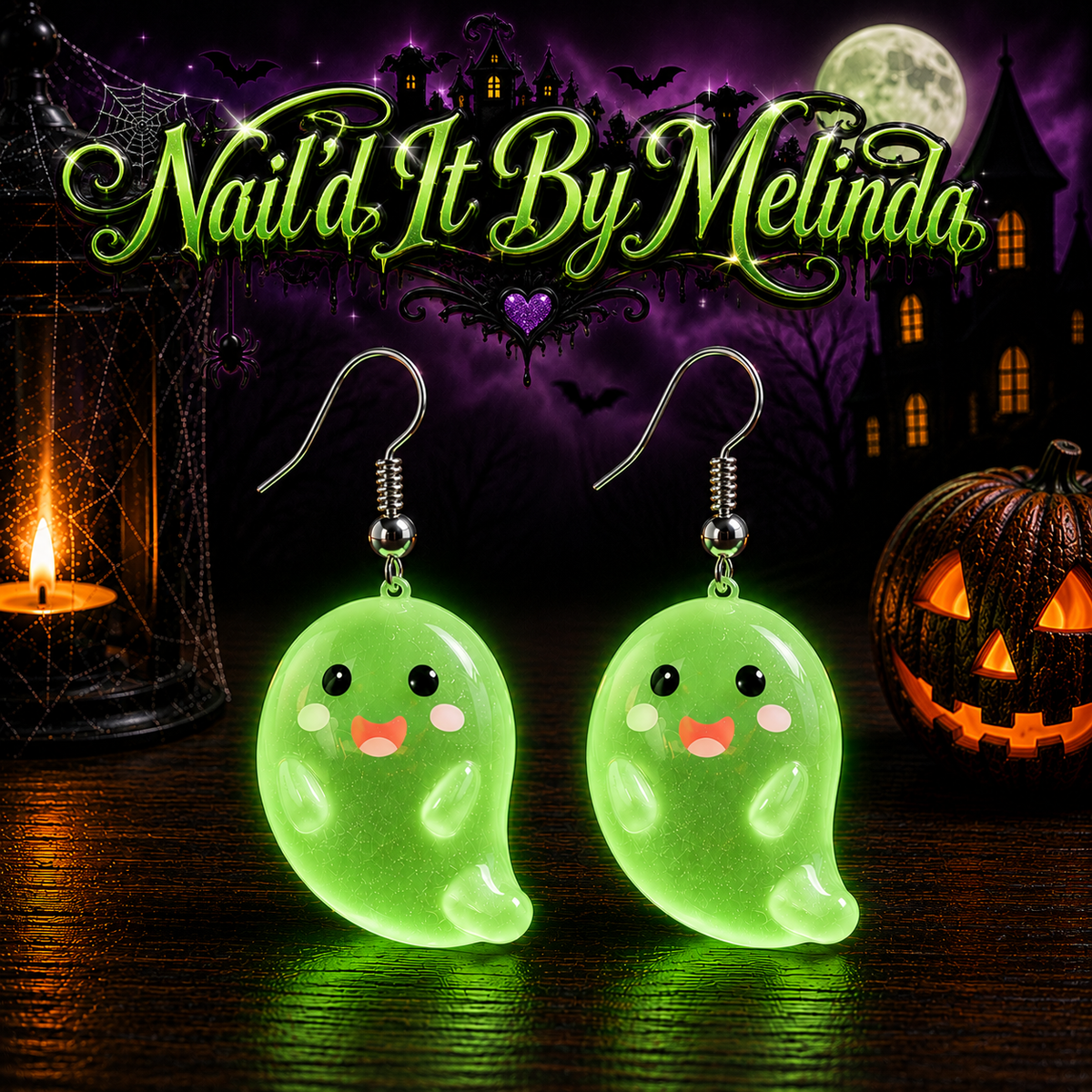 Glowy Boo Dangle Earrings - Nail'd It By Melinda