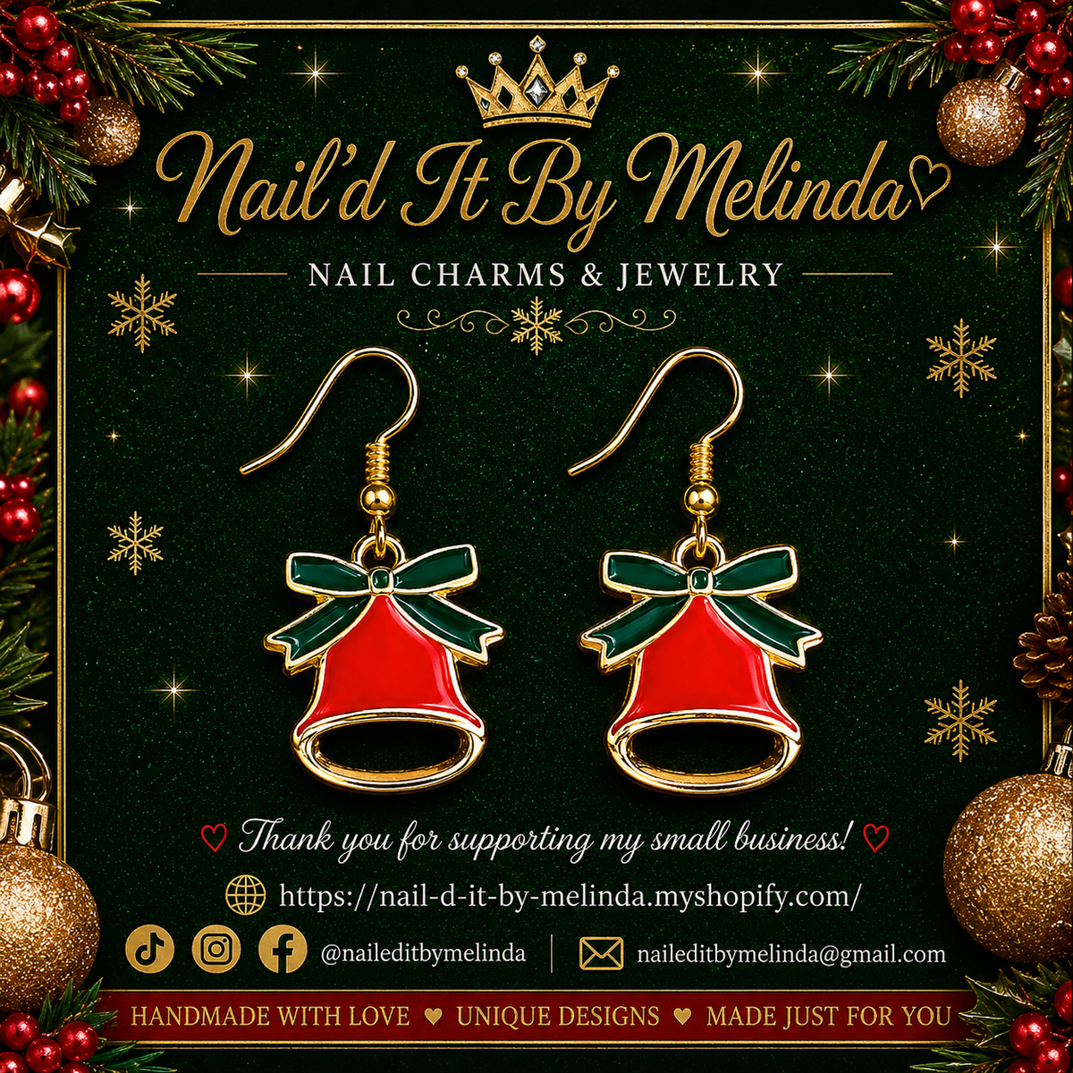 Jingle All the Way Christmas Bell Earrings – Festive Holiday Jewelry