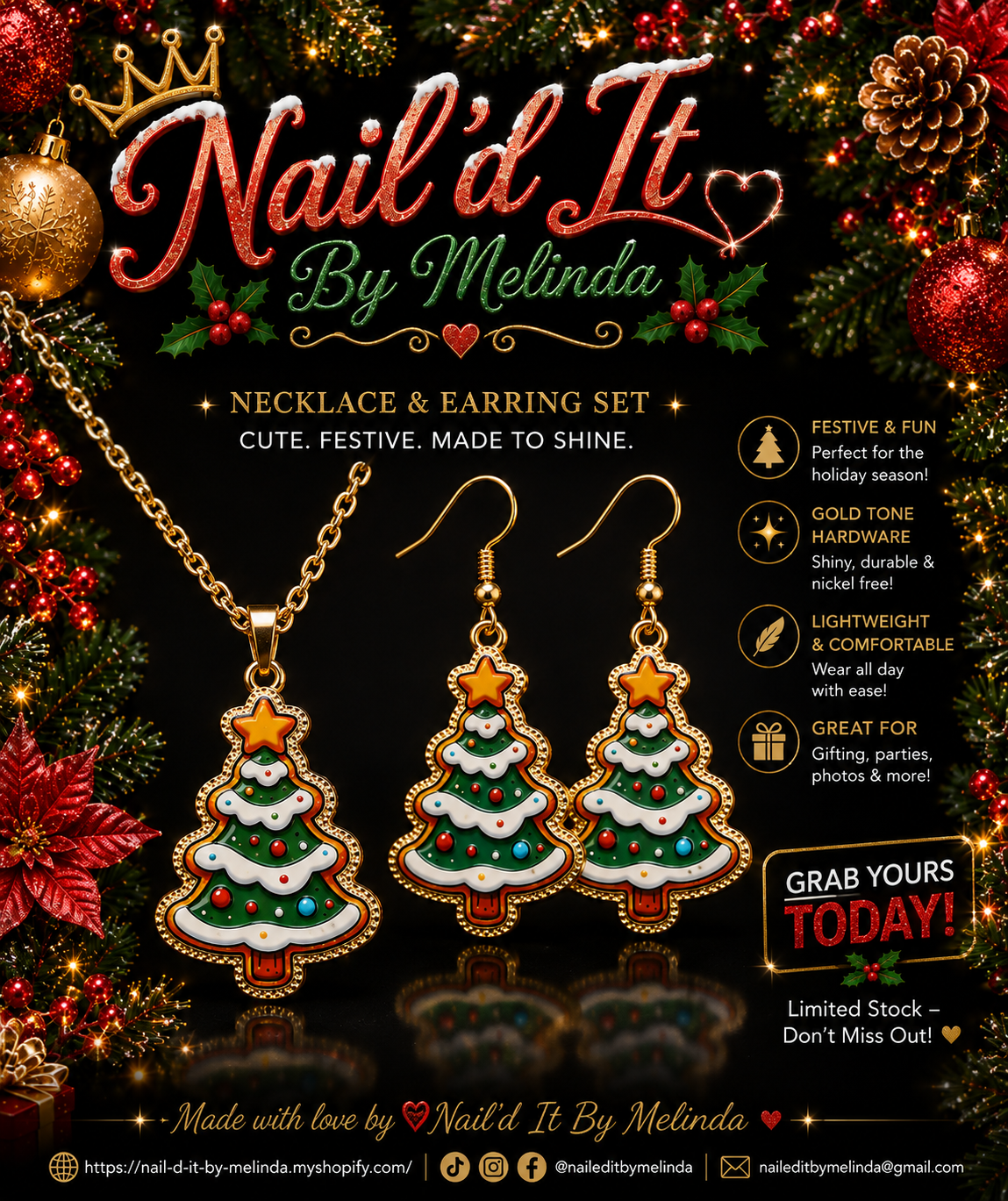 O Christmas Bling Necklace & Earring Set