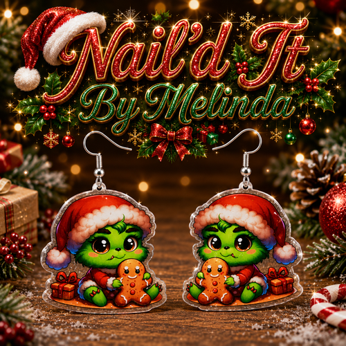 Baby Grinch Gingerbread Man Hug Acrylic Dangle Earrings