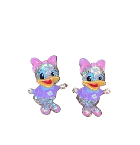 Daisy Duck Glitter Dangle Earrings - stud view