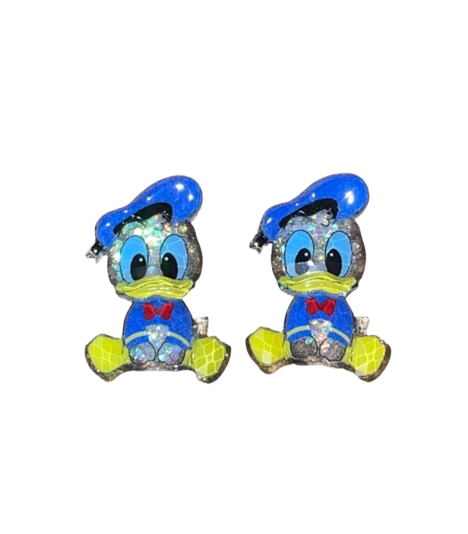 Donald Duck Glitter Dangle Earrings - stud view