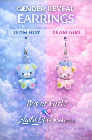 Gender Reveal Earrings – Boy or Girl Bear Set