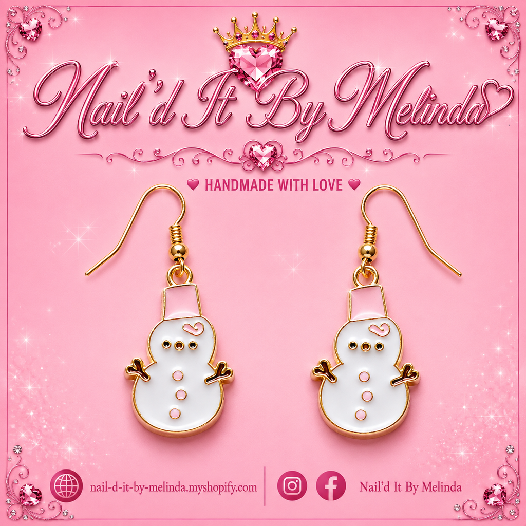 White & Pink Snowman with Pink Hat Earrings – Pink with a Purpose