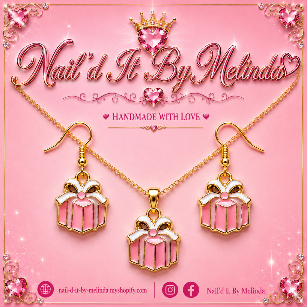Pink Gift Box with White Bow Earring & Necklace Set – Pink with a Purpose
