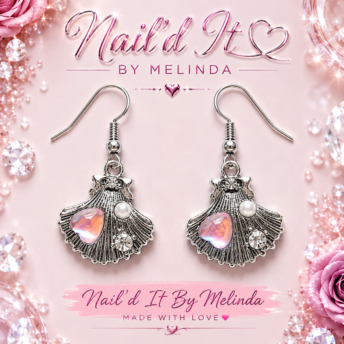 Silver Shell Charm Earrings – Pink with a Purpose