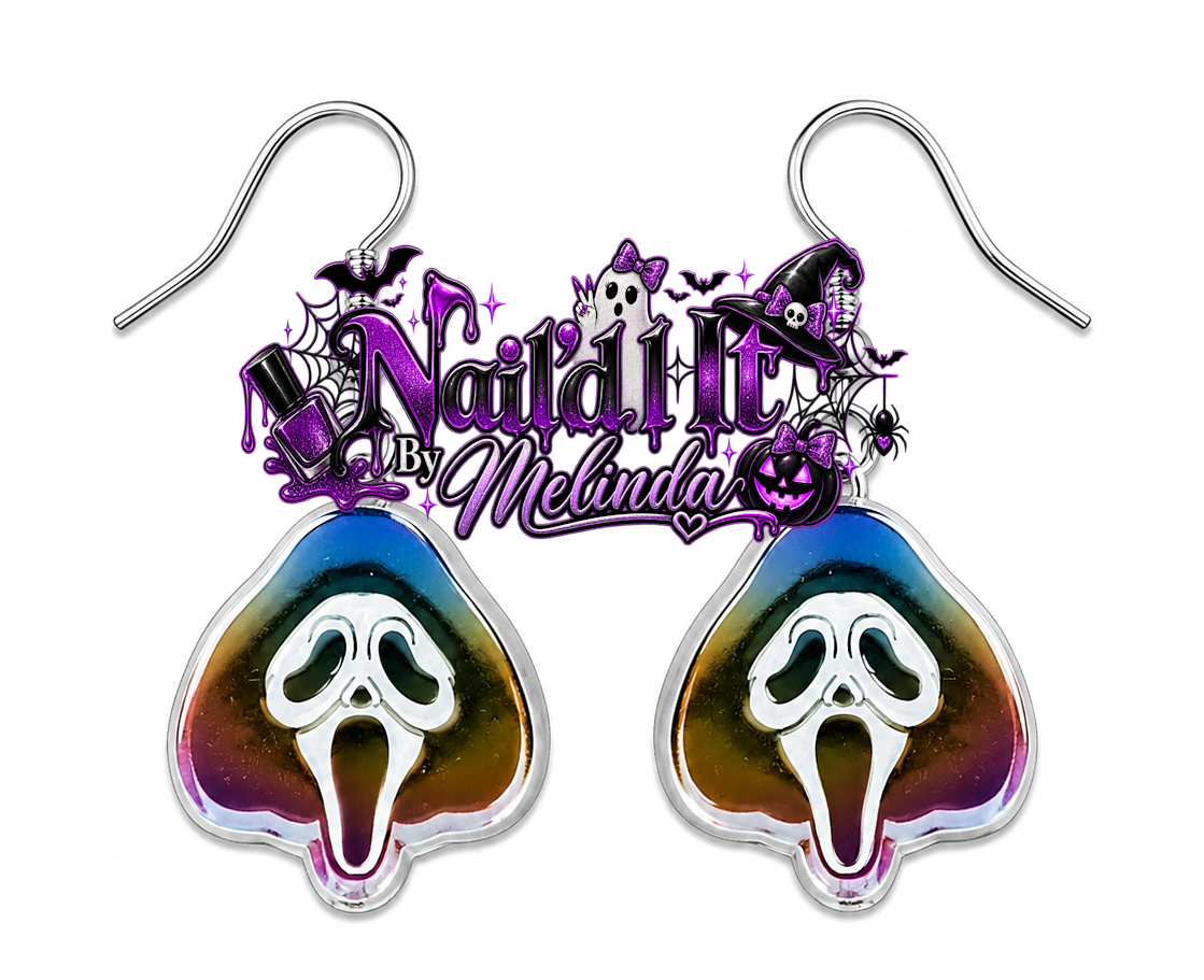 Ghostface Scream acrylic dangle earrings - Nail'd It By Melinda