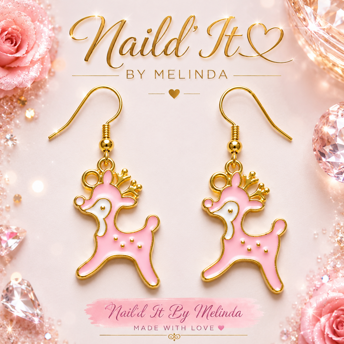 Pink Baby Deer Charm Earrings – Pink with a Purpose