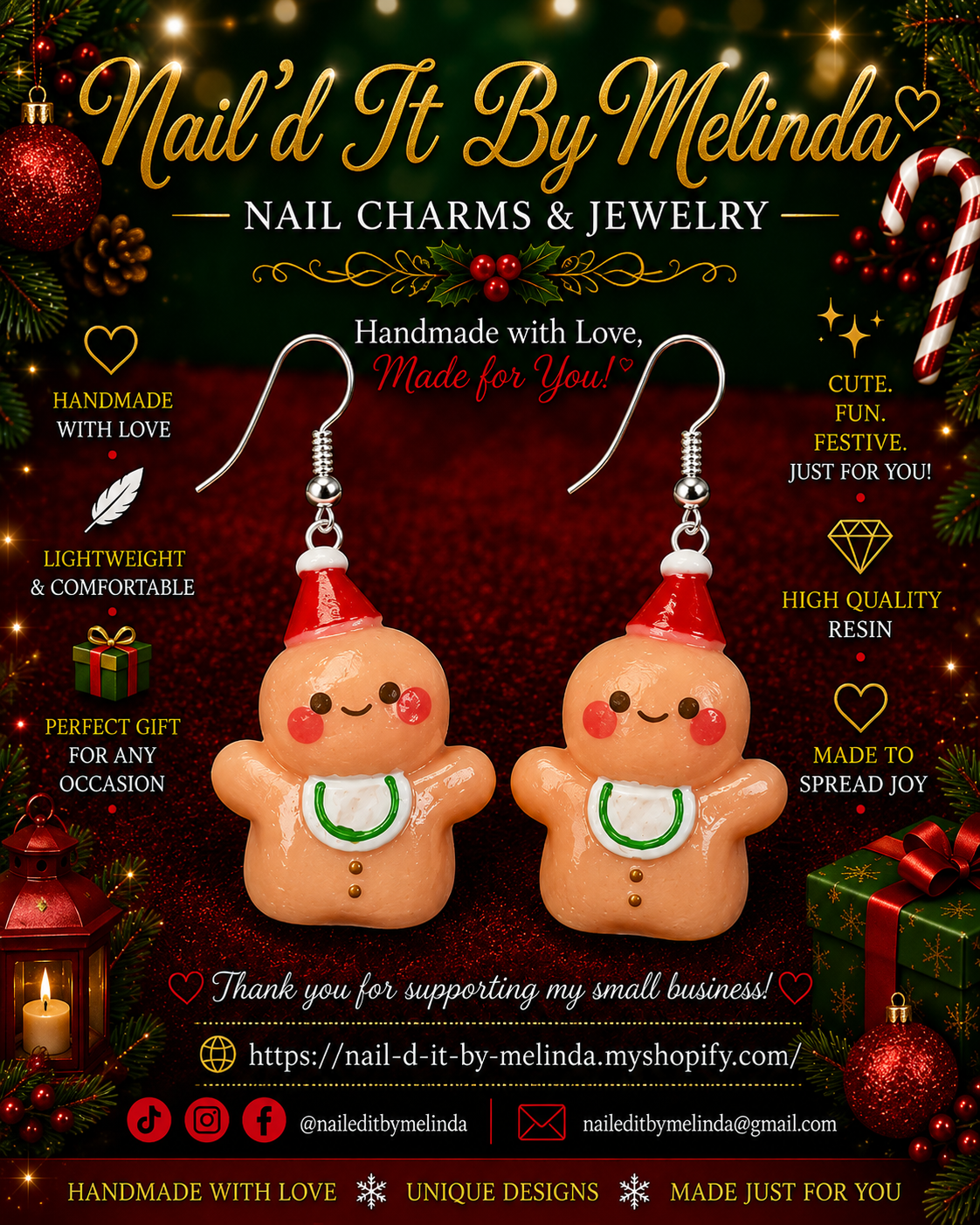Sweet & Festive Gingerbread Christmas Earrings – Cute Holiday Jewelry