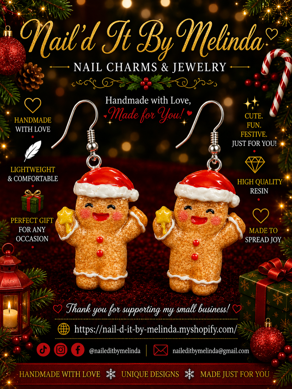 Gingerbread Cuties Holiday Earrings – Festive Christmas Jewelry