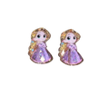 Rapunzel Tangled Purple Glitter Dangle Earrings - white background charm view
