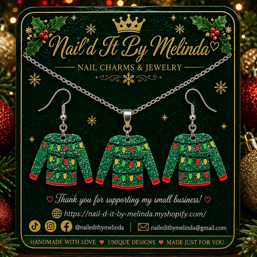 Christmas Sweater Necklace & Earring Set – Festive Holiday Jewelry