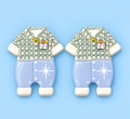 Cool Cat baby boy plaid shirt & blue star pants earring charms close-up