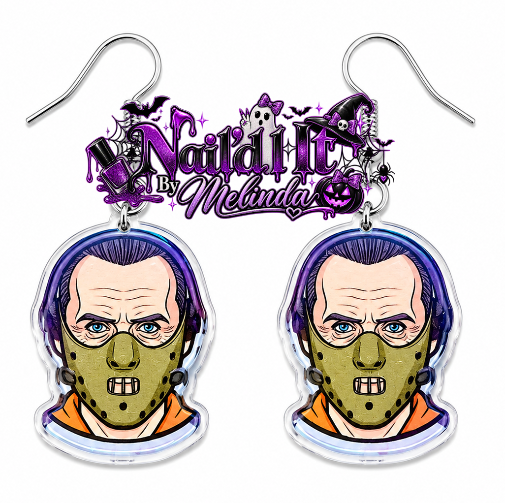 Hannibal Lecter acrylic dangle earrings - Nail'd It By Melinda