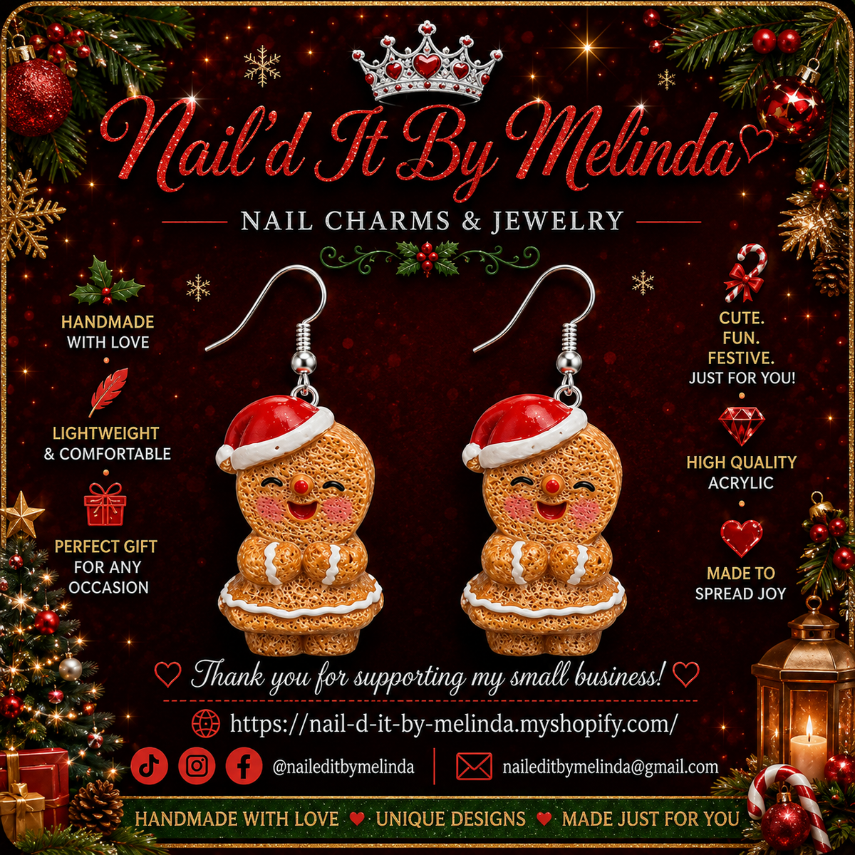 Gingerbread Cuties Holiday Earrings – Festive Christmas Jewelry