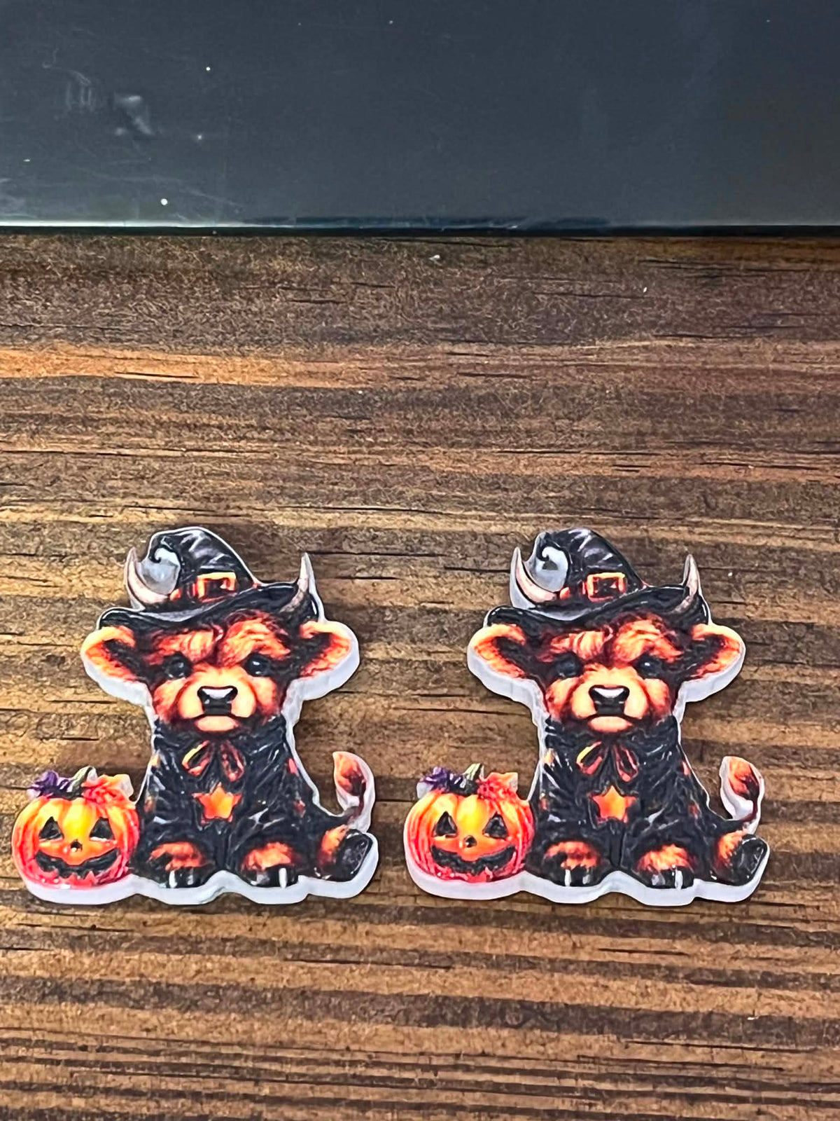 Halloween Highland Cow Witch Earrings