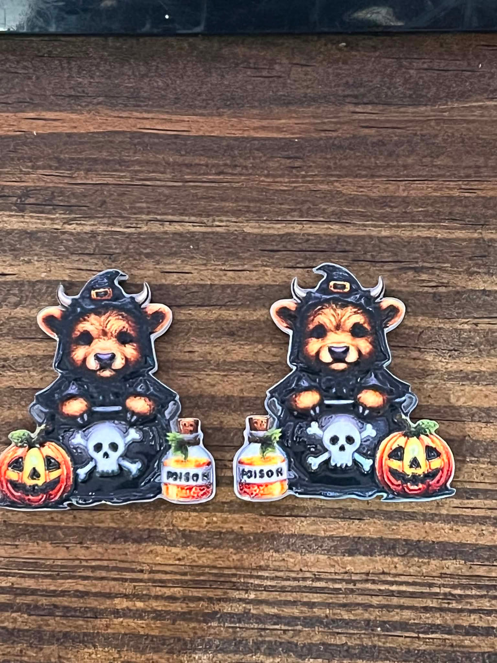 Halloween Highland Cow Witch Earrings