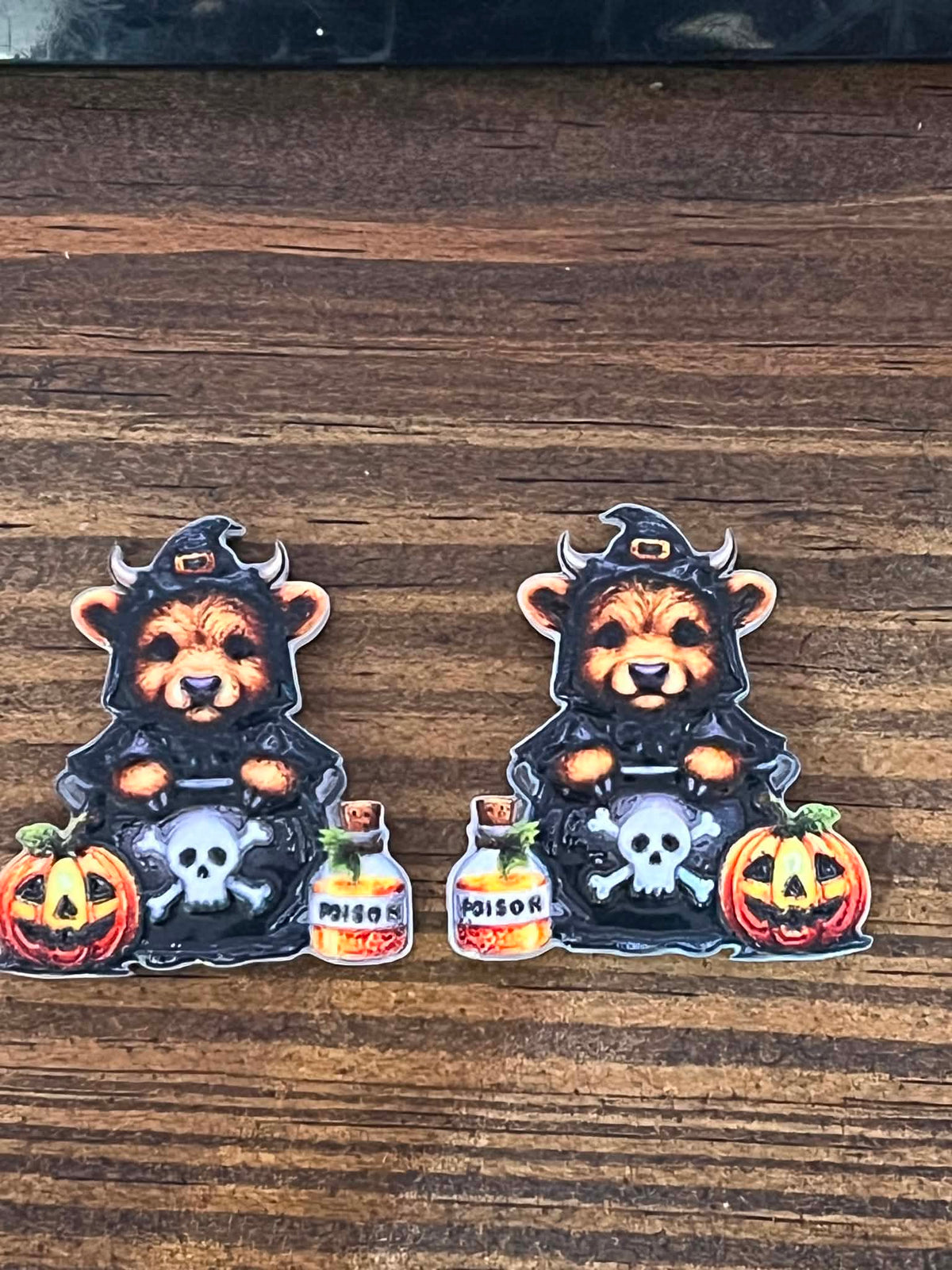 Halloween Highland Cow Witch Earrings