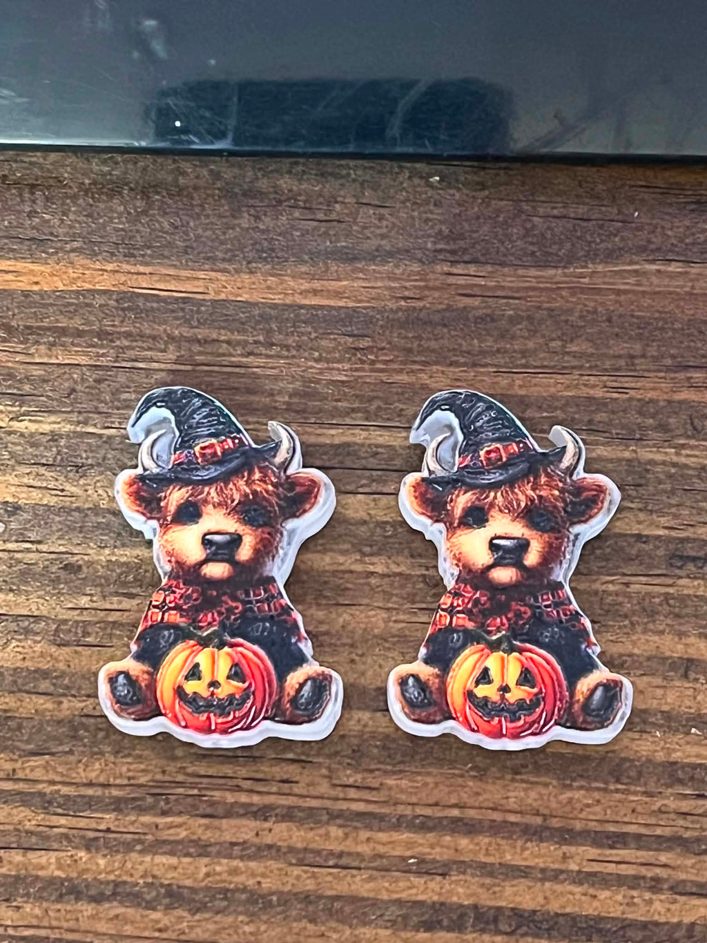 Halloween Highland Cow Witch Earrings
