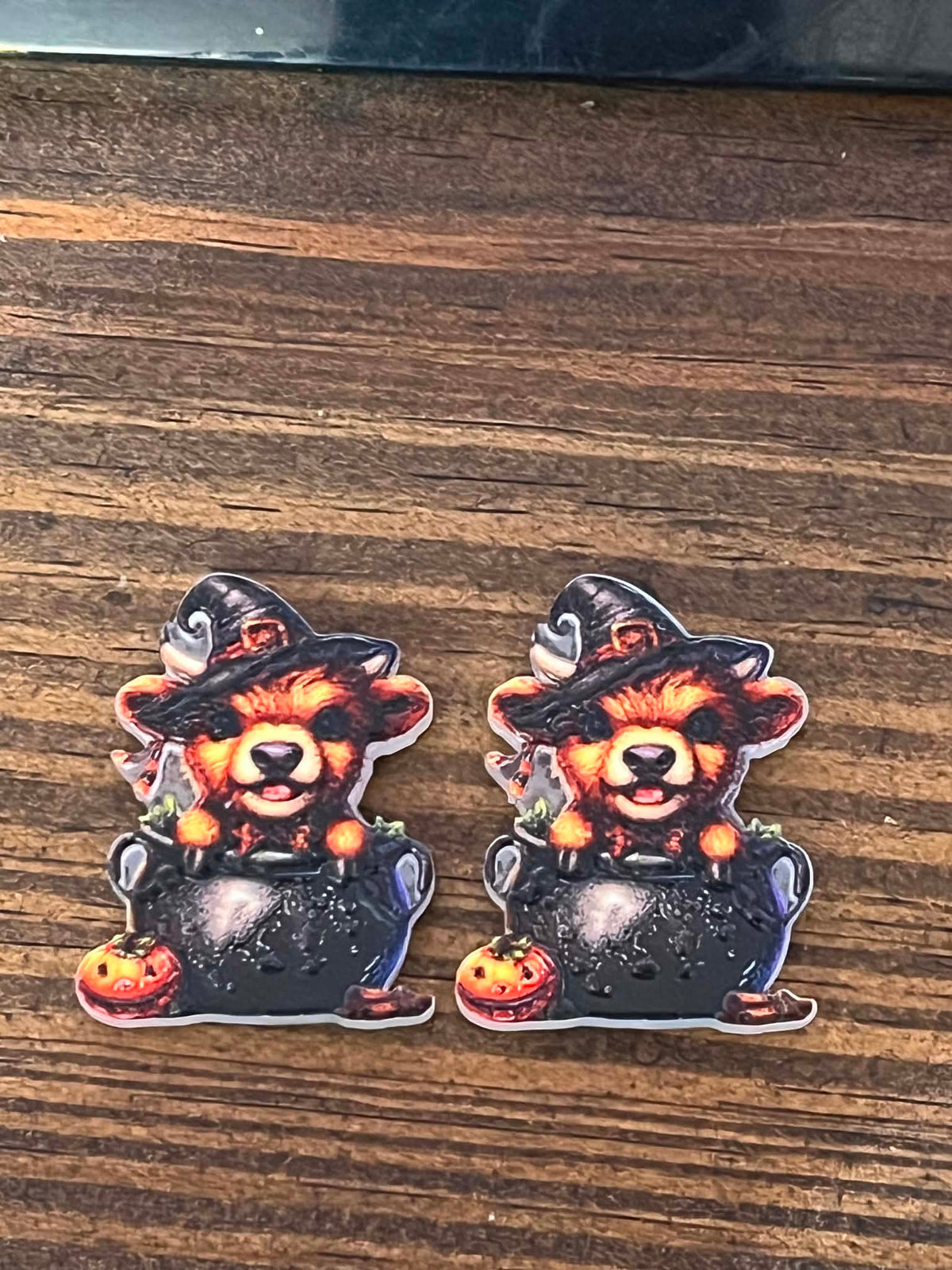 Halloween Highland Cow Witch Earrings