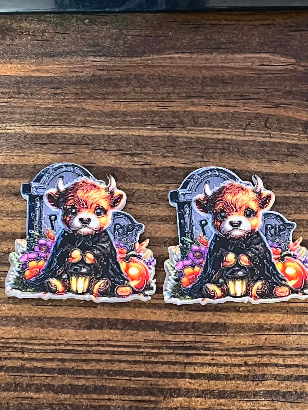 Halloween Highland Cow Witch Earrings