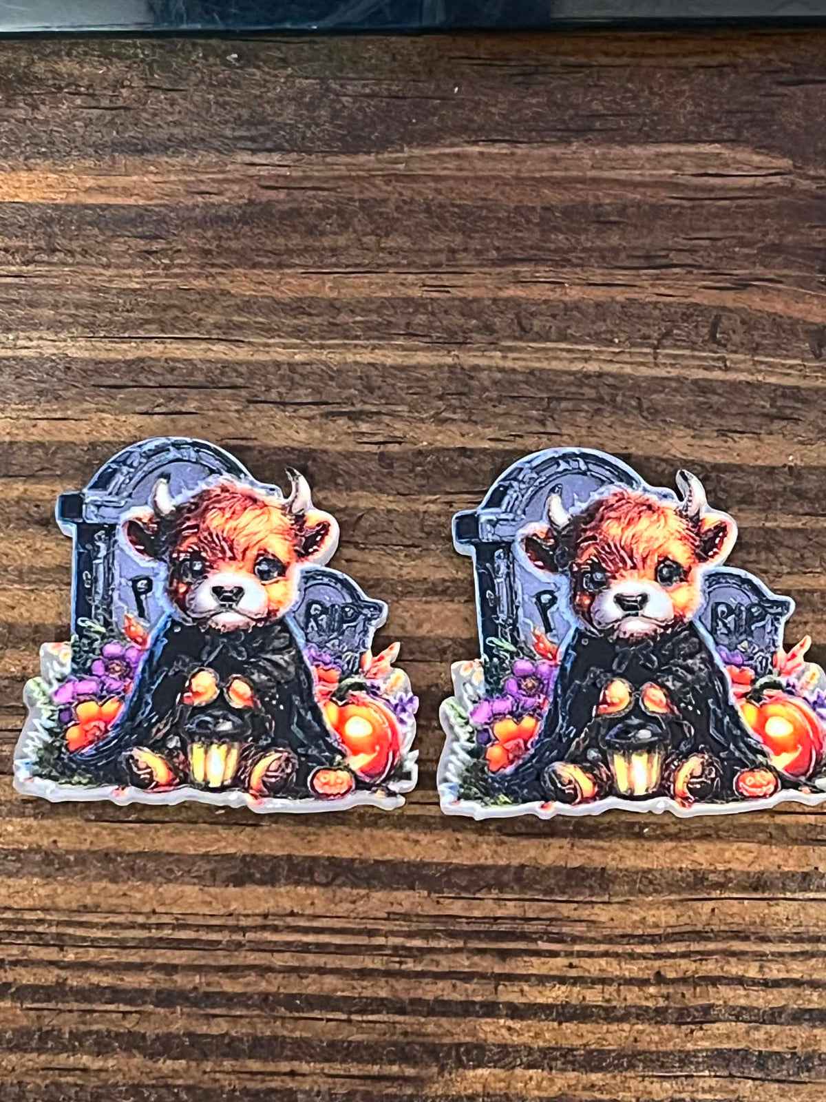 Halloween Highland Cow Witch Earrings