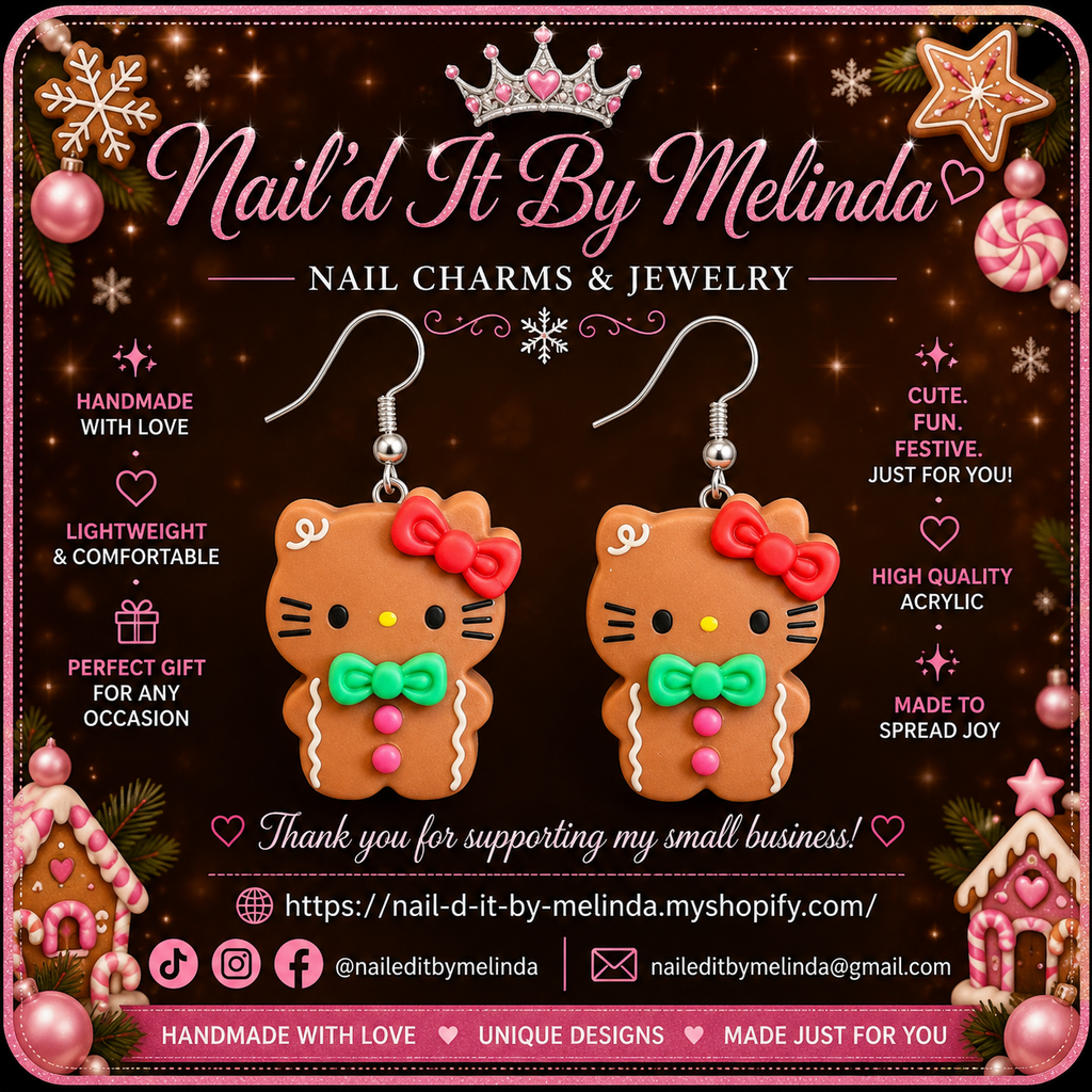 Gingerbread Kitty Christmas Earrings – Cute Festive Holiday Jewelry