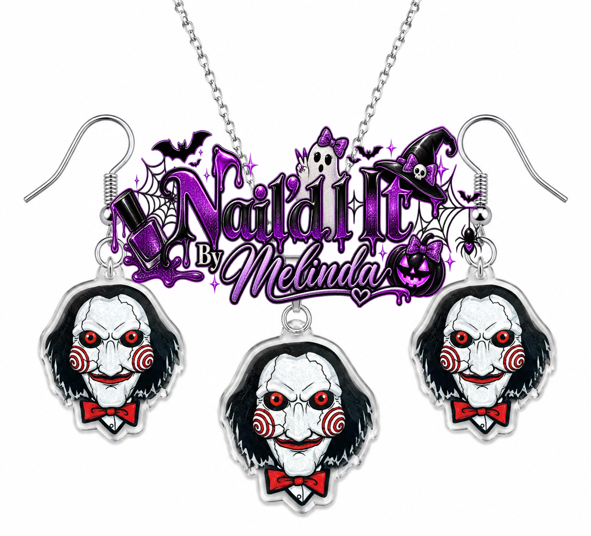 Billy Jigsaw acrylic necklace and earring set - Nail'd It By Melinda