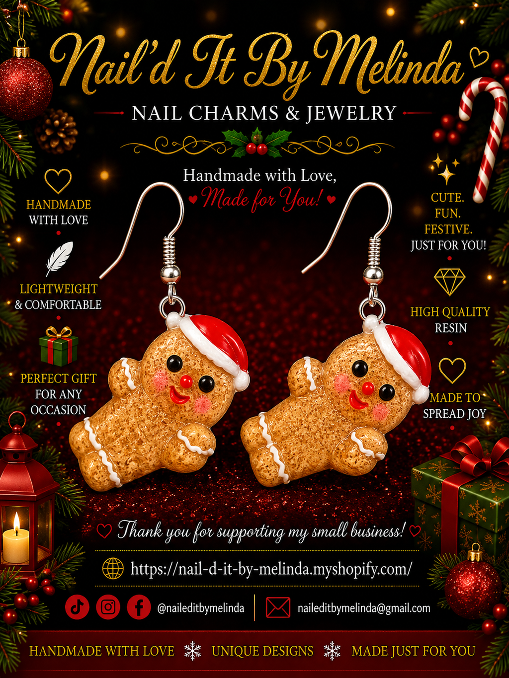 Gingerbread Cuties Holiday Earrings – Festive Christmas Jewelry