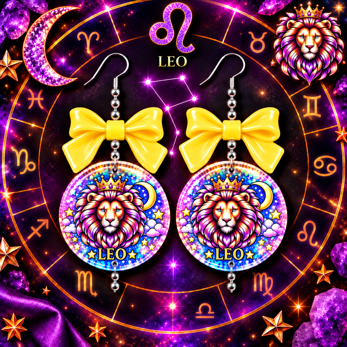 Written in the Stars – Zodiac Bow Earrings