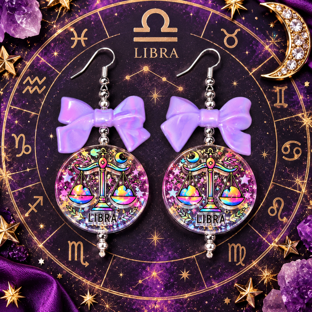 Written in the Stars – Zodiac Bow Earrings