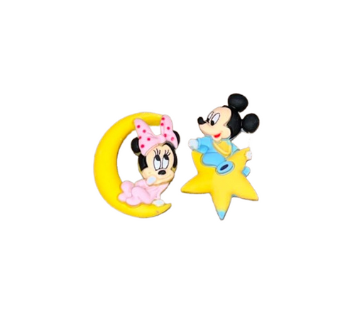 Baby Mickey and Minnie charm beads on white background