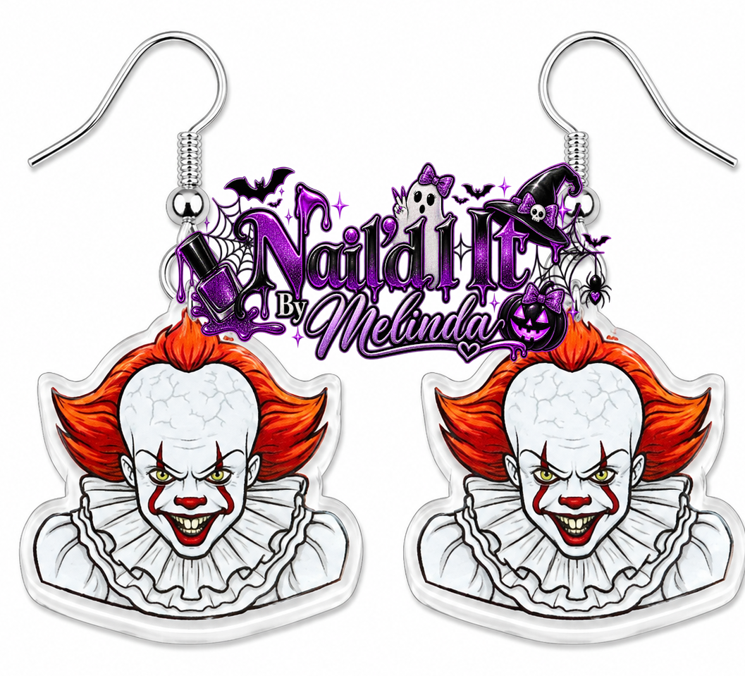 Pennywise IT acrylic dangle earrings - Nail'd It By Melinda