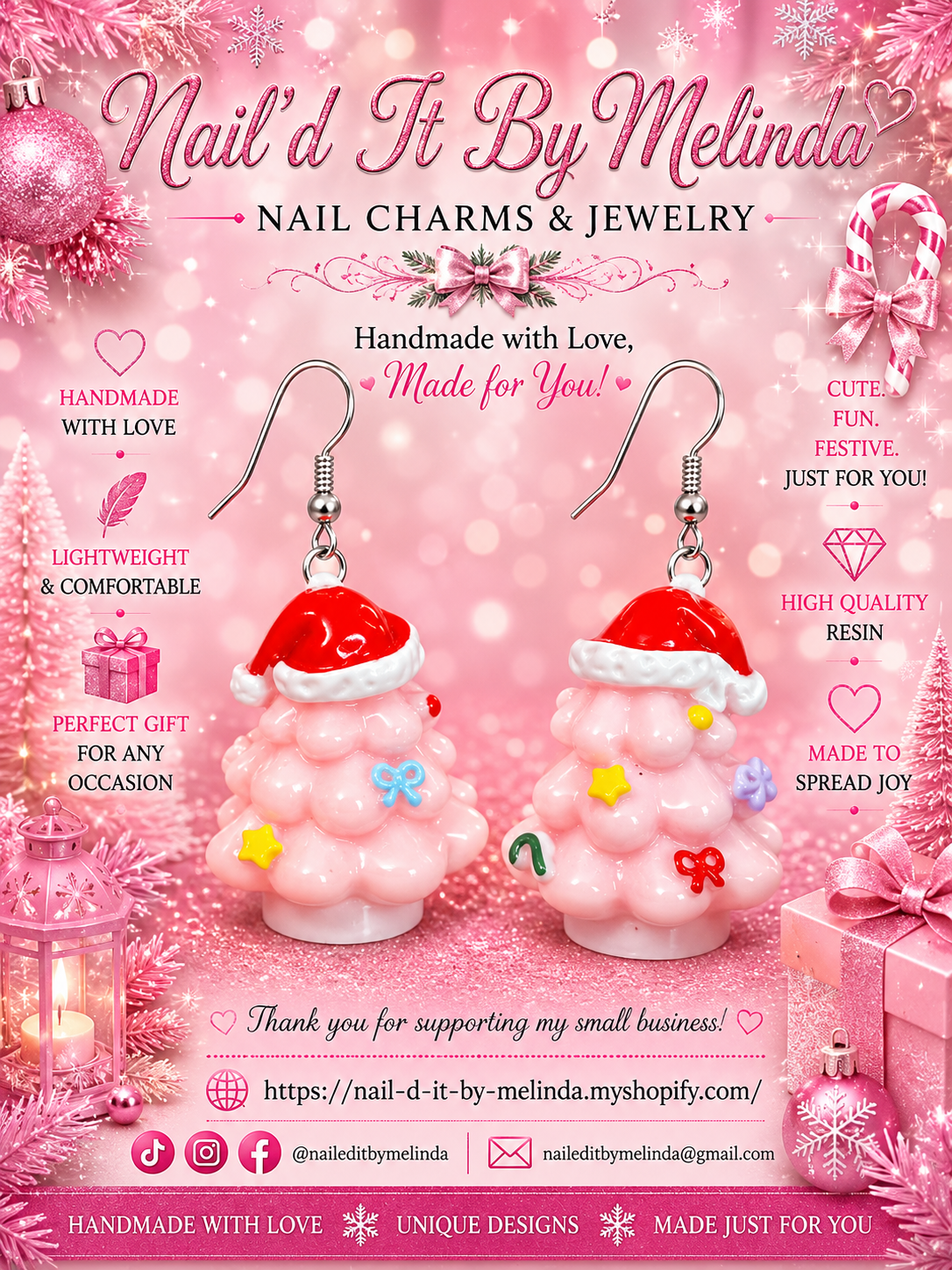 Pink Bubble Christmas Tree Earrings – Nail'd It By Melinda