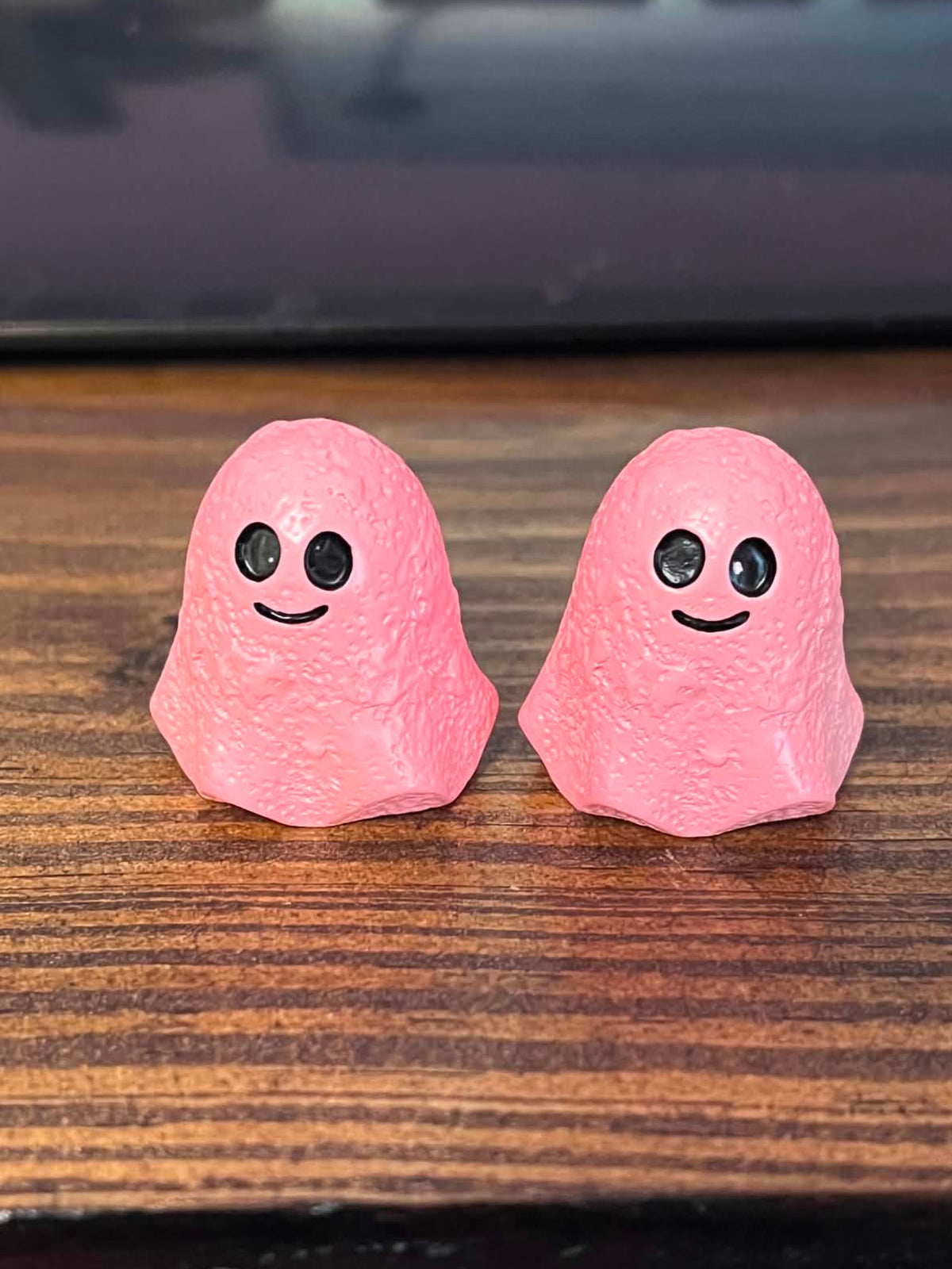 Pink Ghost Earrings - handmade pink ghost figurines