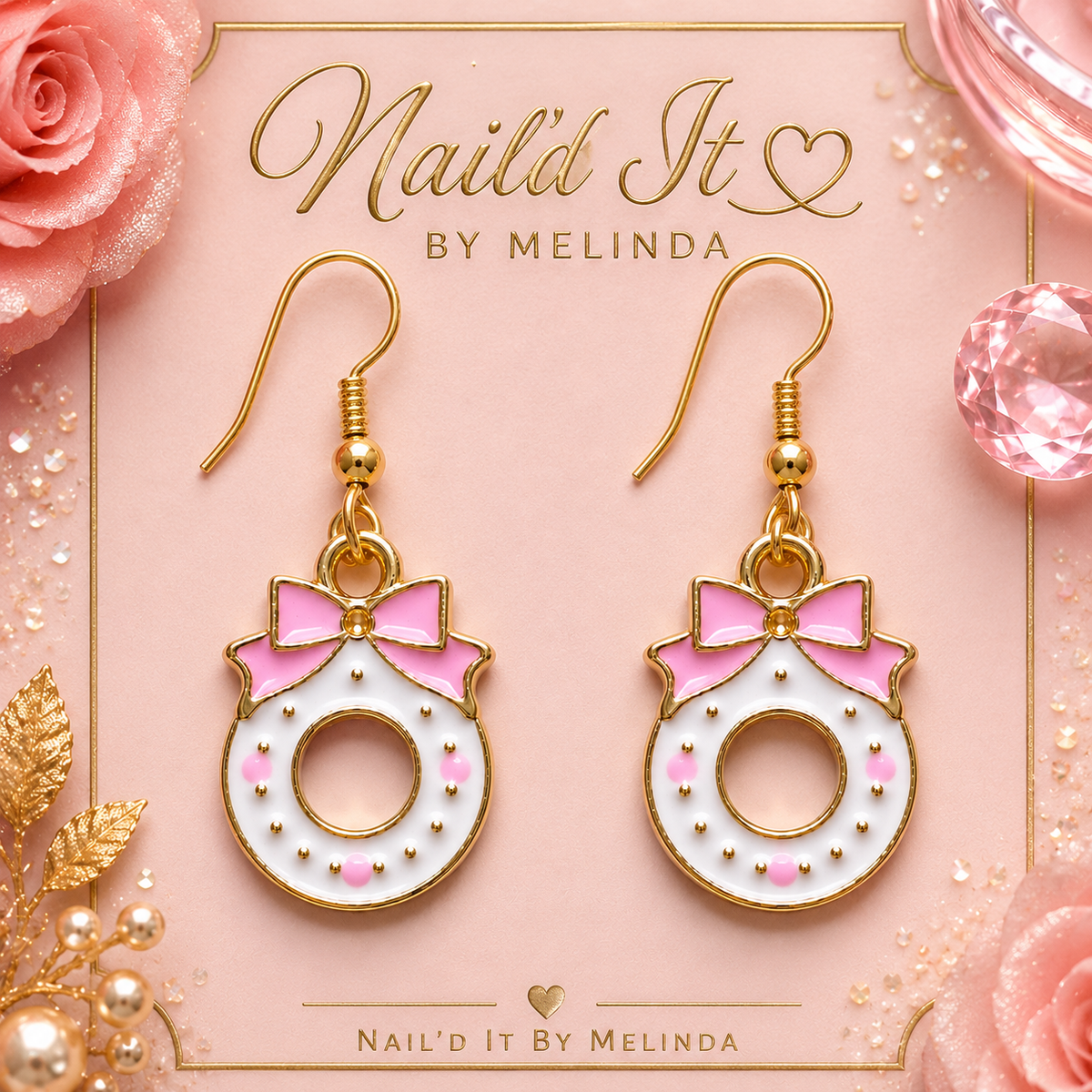 Pink Wreath with Bow Charm Earring & Necklace Set – Pink with a Purpose