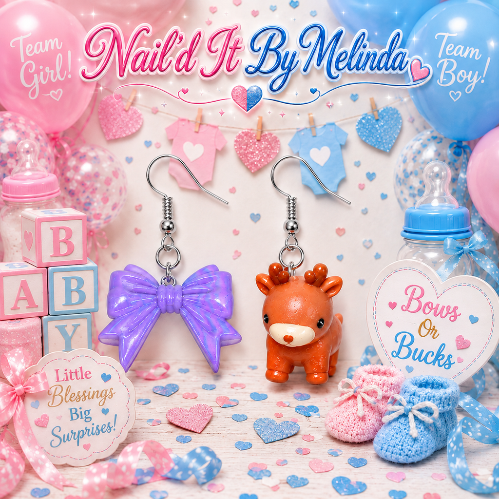 Bows Or Bucks purple bow deer earrings – Nail'd It By Melinda logo