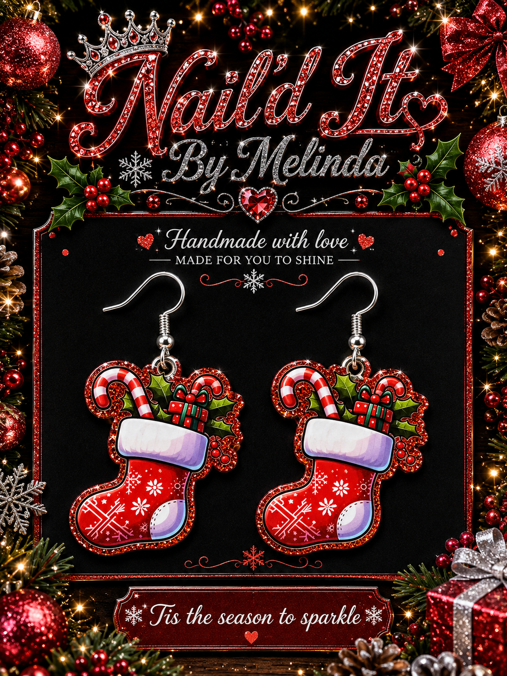 Stocking Full of Sparkle Christmas Earrings – Festive Holiday Jewelry