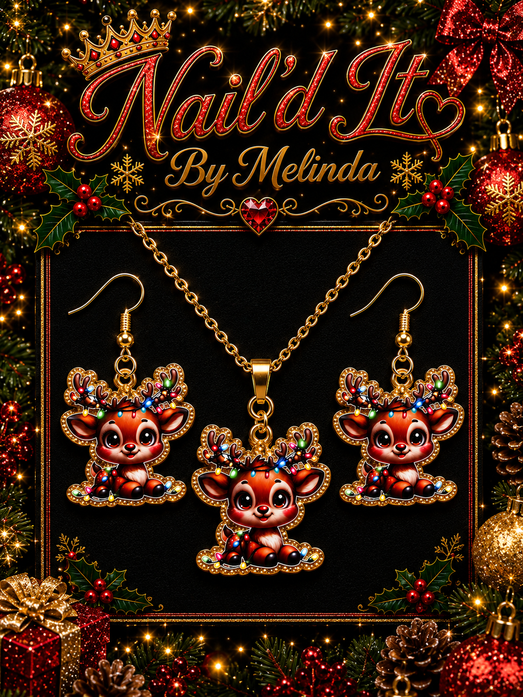 Reindeer Royalty Christmas Jewelry Set – Festive Holiday Jewelry