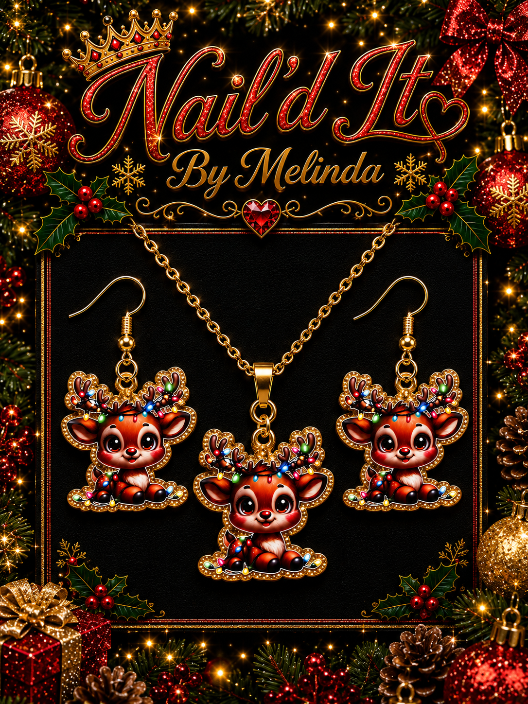 Reindeer Royalty Christmas Jewelry Set – Festive Holiday Jewelry