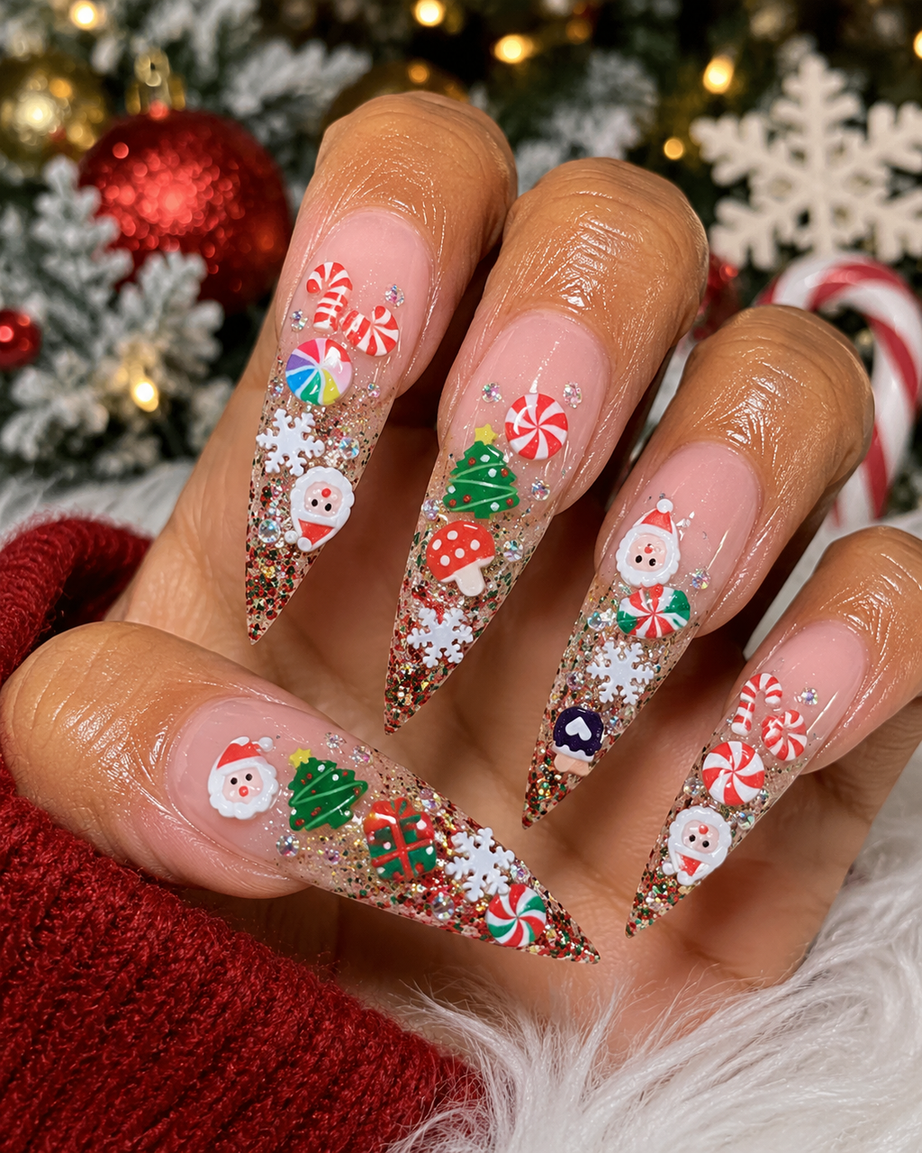 Mini Christmas Festive Nail Charm Assortment – Holiday Nail Art Mix
