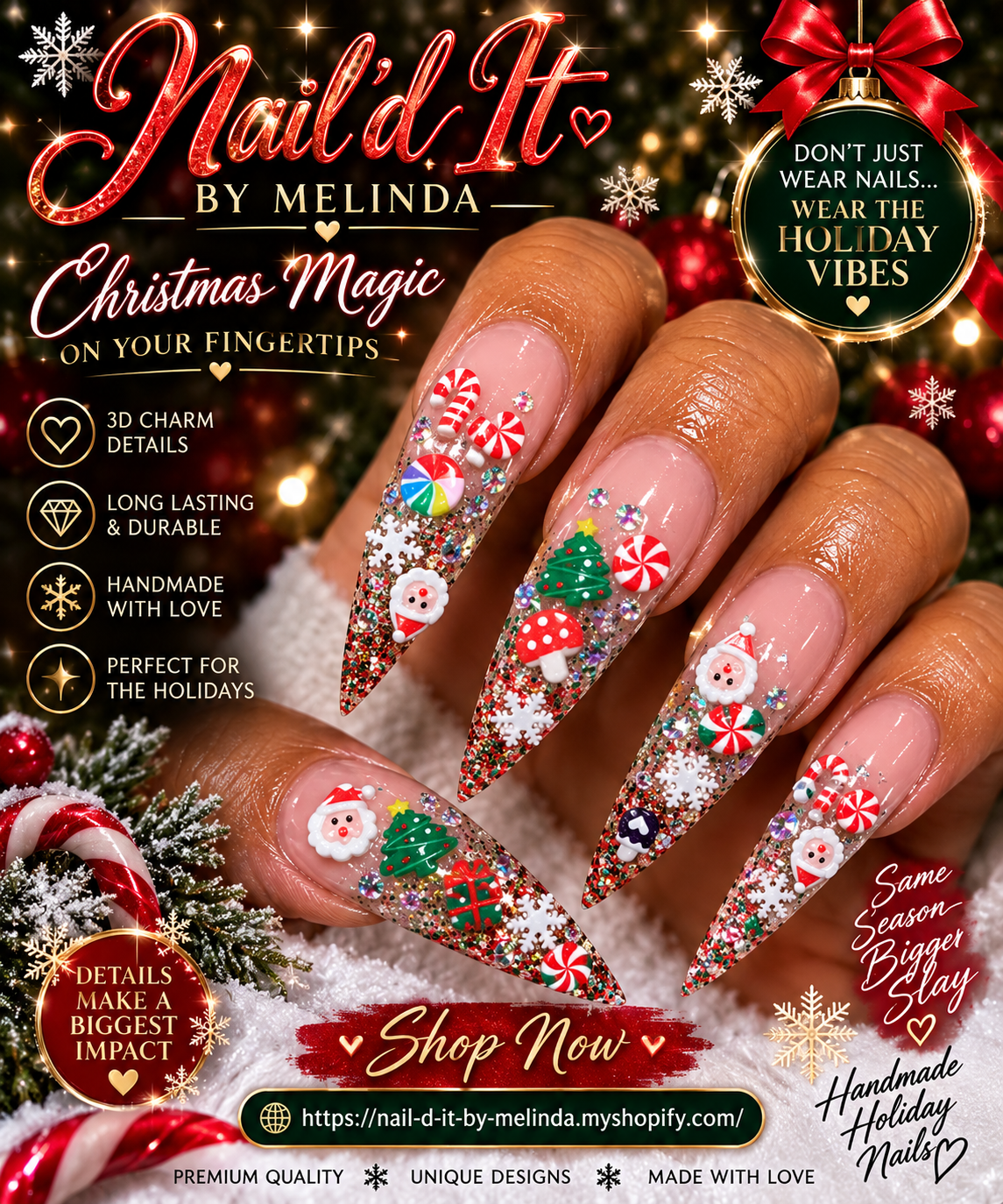 Mini Christmas Festive Nail Charm Assortment – Holiday Nail Art Mix