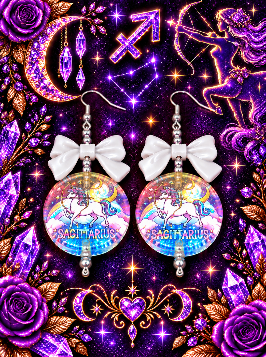 Written in the Stars – Zodiac Bow Earrings