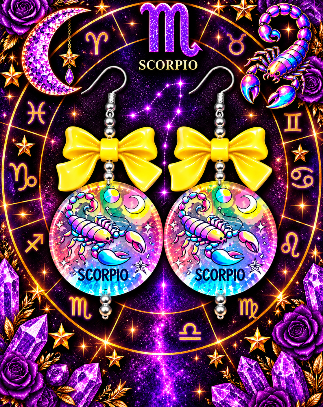 Written in the Stars – Zodiac Bow Earrings