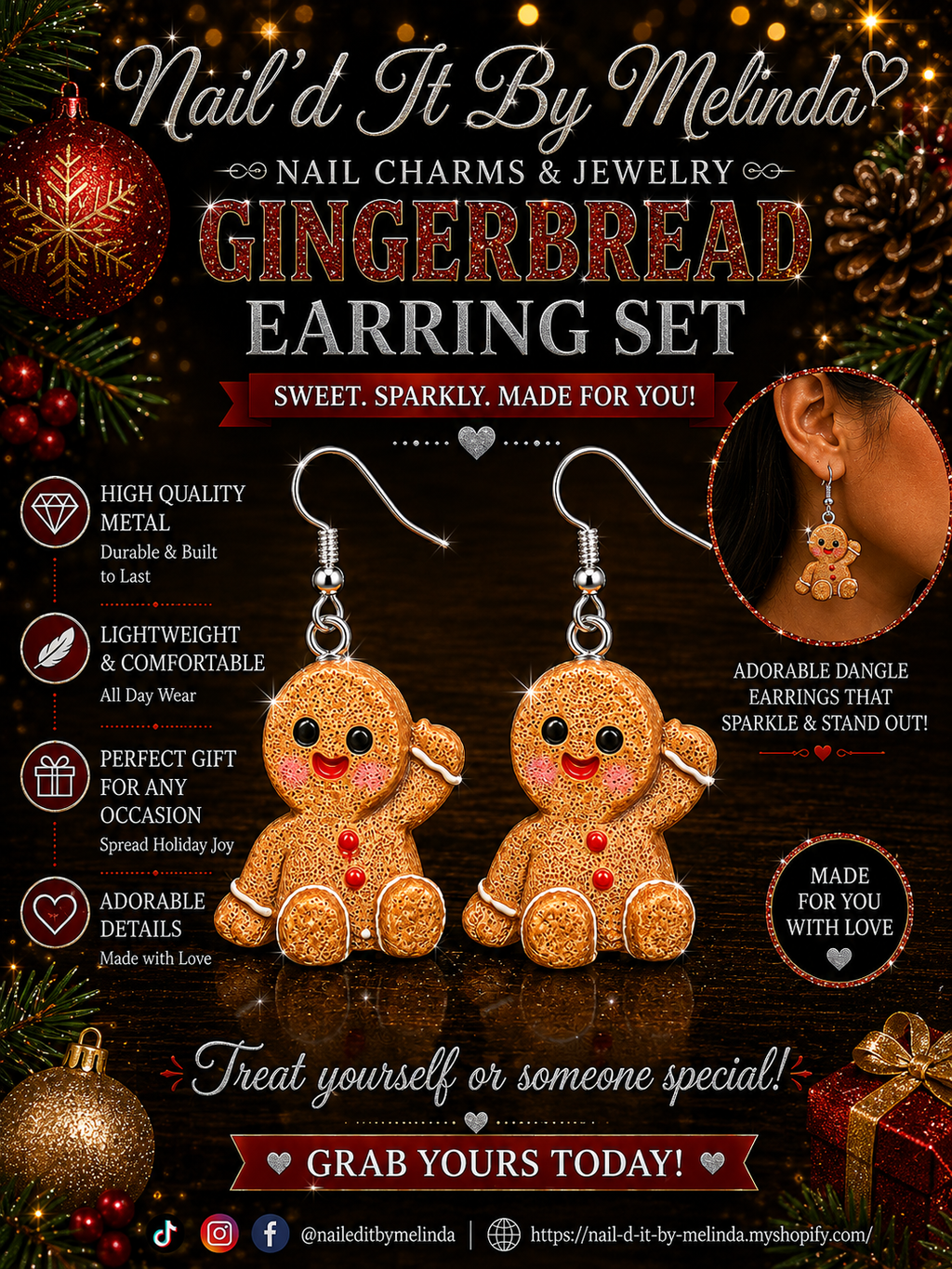 Gingerbread Cuties Holiday Earrings – Festive Christmas Jewelry