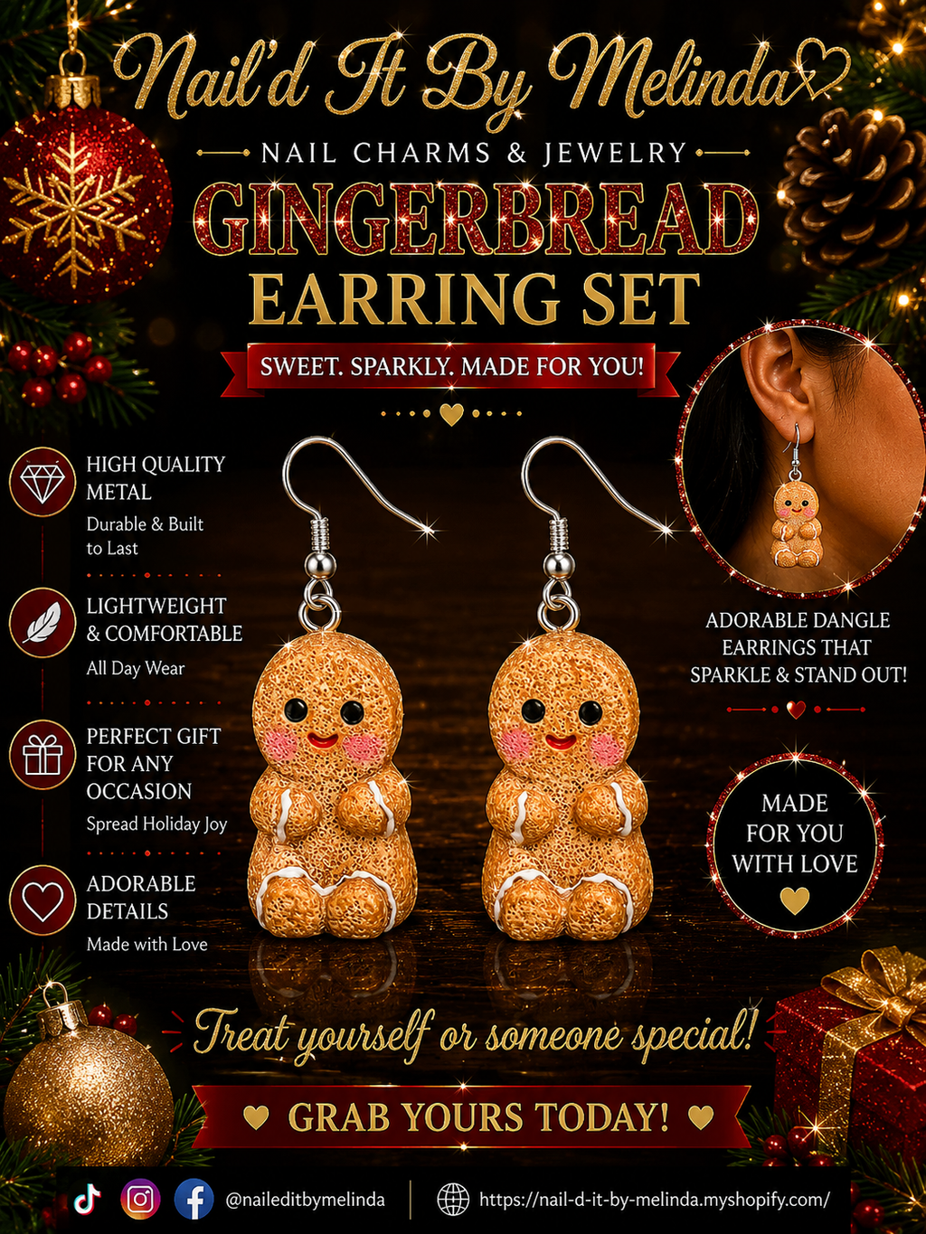Gingerbread Cuties Holiday Earrings – Festive Christmas Jewelry