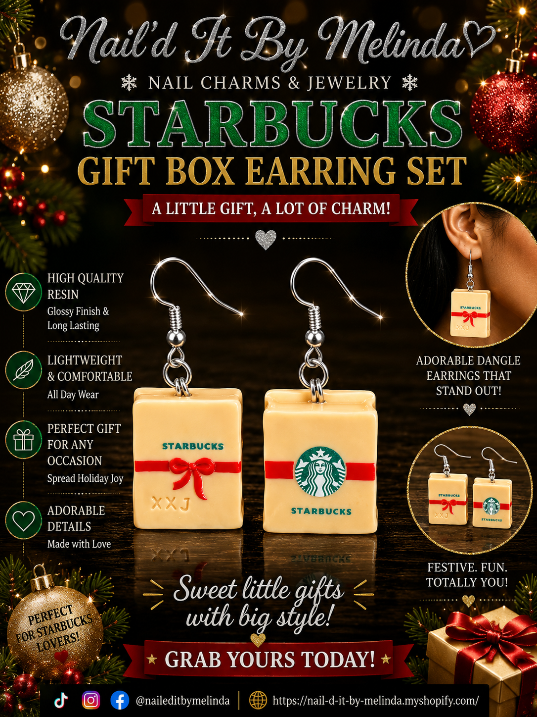 Holiday Coffee Gift Box Earrings