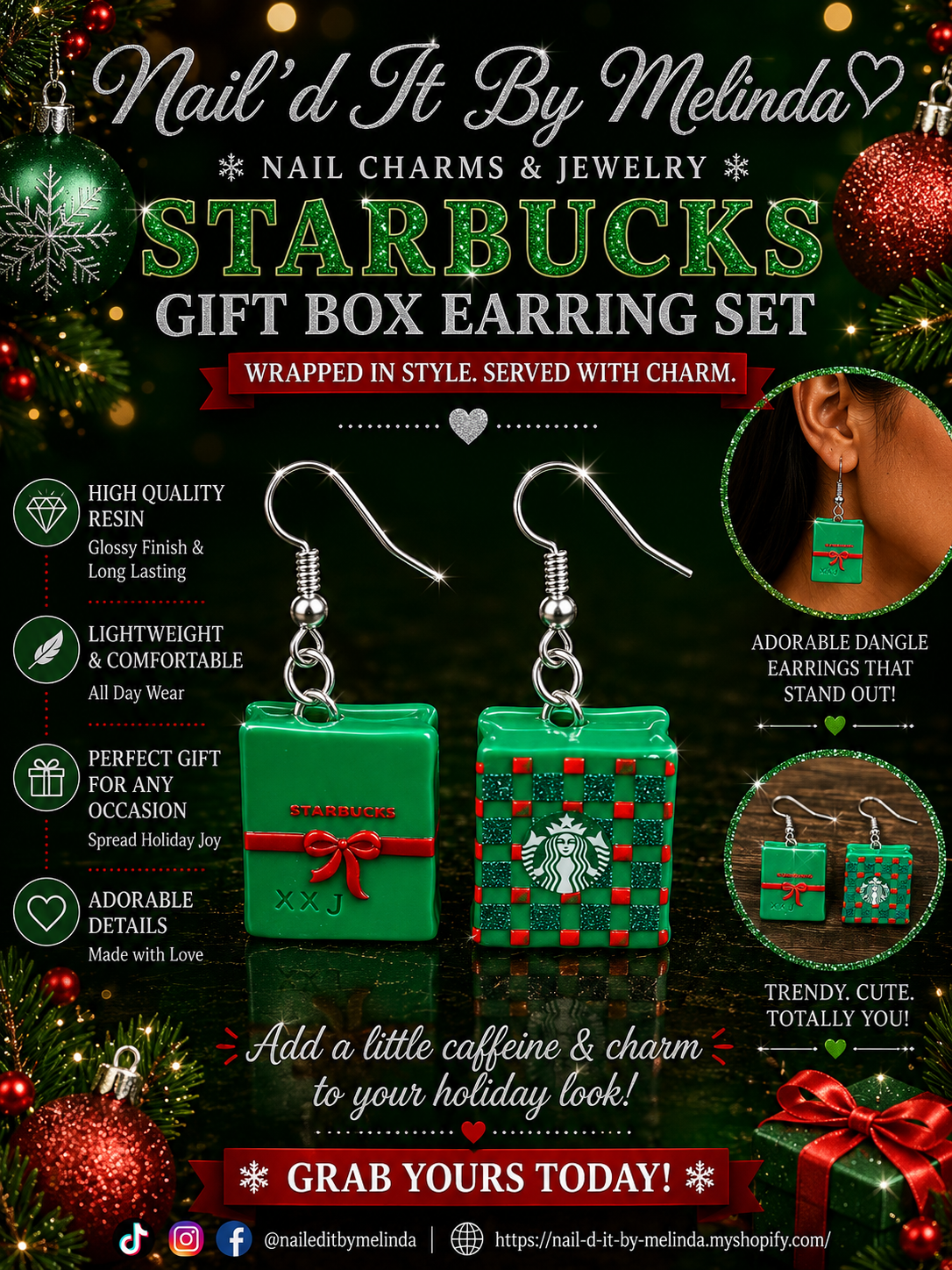 Holiday Coffee Gift Box Earrings